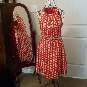Red & Cream Halter Dress